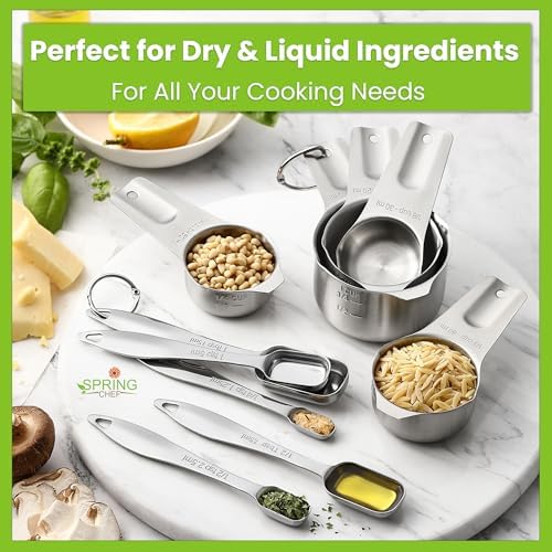 Spring Chef Stainless Steel Measuring Cups and Spoons Set of 10 w/Leveler
