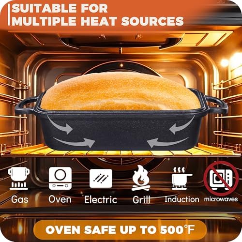 Pre-Seasoned Cast Iron Loaf Pan with Lid, 9x5 Sourdough Pan