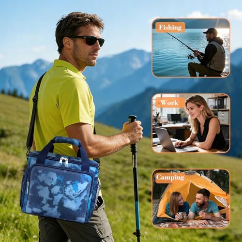 Coobiiya Insulated Lunch Box for Men & Women, Leakproof Lunch Bag Cooler Bag with 4 Pockets,Heavy Duty Lunch Bags Men Cooler Bags for Camping, Travel, Work Kayaking & Beach