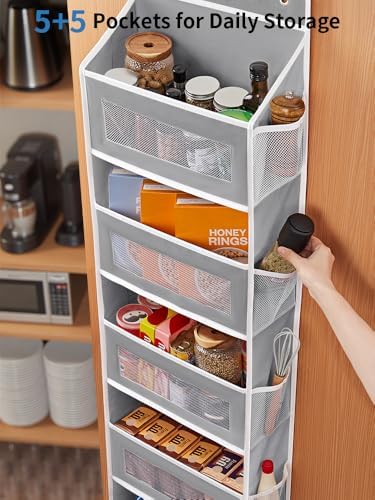 JARLINK Over the Door Organizer for Bedroom, Pantry, Bathroom, 5 Shelf Grey