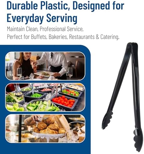 Carlisle FoodService Products 471203 Carly Salad Tong, 12" Utility Tong, Black, 12 Pack