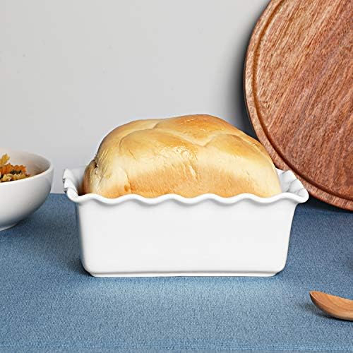 Porcelain Nonstick Baking Bread Loaf Pan, 8.5 x 5 Inch, White