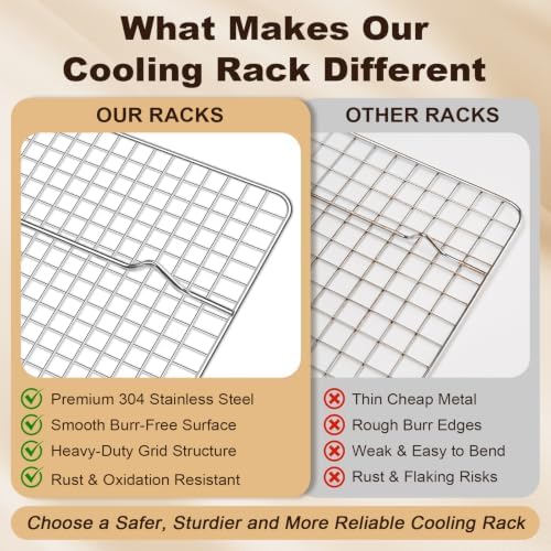 Briout 2PCS Cooling Racks for Cooking and Baking,8.5" x12" Wire Rack,Silver