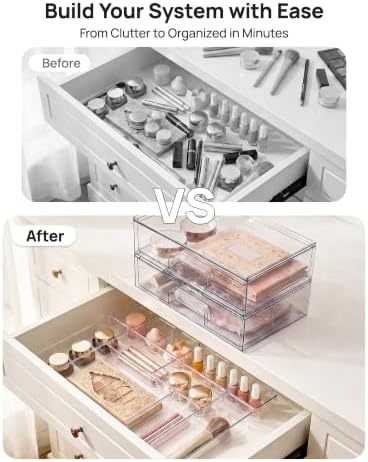 Vtopmart 12-Pack Clear Makeup Organizer Set with Drawer Organizer Bins