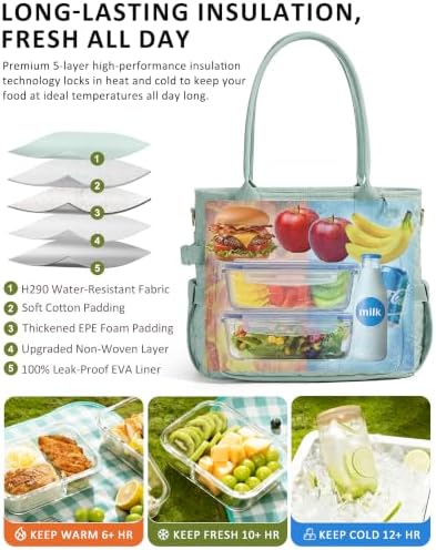 Bagstellar Lunch Box for Women Insulated Lunch Bag Quilted Soft Cooler Tote