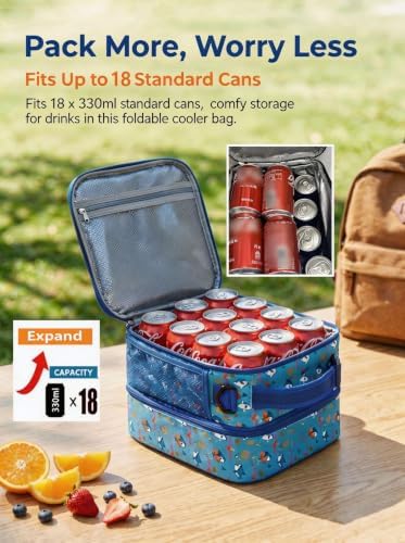 Expandable Lunch Box Kids,Cute Cartoon Insulated Lunch bag for Kids Boys Girls Portable Double-Capacity Lunchbox Special Design for school Picnic Outdoor
