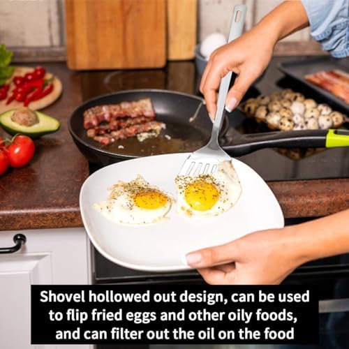 Kyraton Stainless Steel Spatulas Set, Silver Slotted Turner, Solid Turner, Kitchen Spatulas for Nonstick Cookware, Dishwasher Safe, Easy to Clean