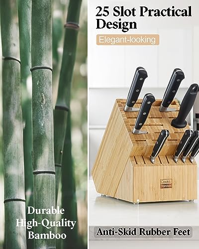 Cooks Standard Classic Bamboo 25-Slot Universal Knife Block without Knives