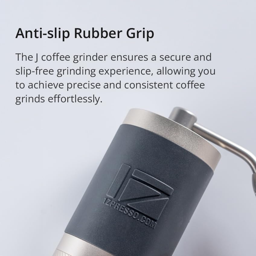 1Zpresso J Manual Coffee Grinder Silver with Assembly Stainless Steel Conical Burr - Numercial Internal Adjustable Setting for Pour Over French Press Cold Brew.