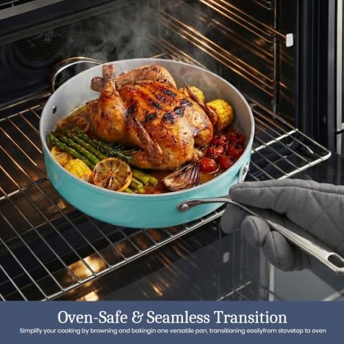 CookinCraze Ceramic Dutch Oven with Lid, 4.5 QT Nonstick Pot for Baking