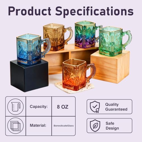 FACE N FACE Spellbook Glass Mug with Dragon Handle, Green