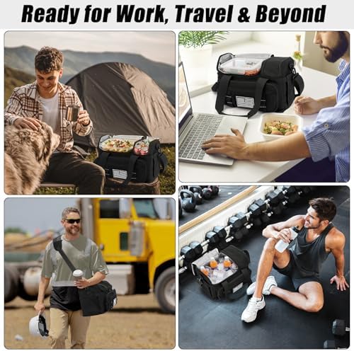 Lunch Box for Men, 20L Insulated Lunch Bag with Hot/Cold Compartment