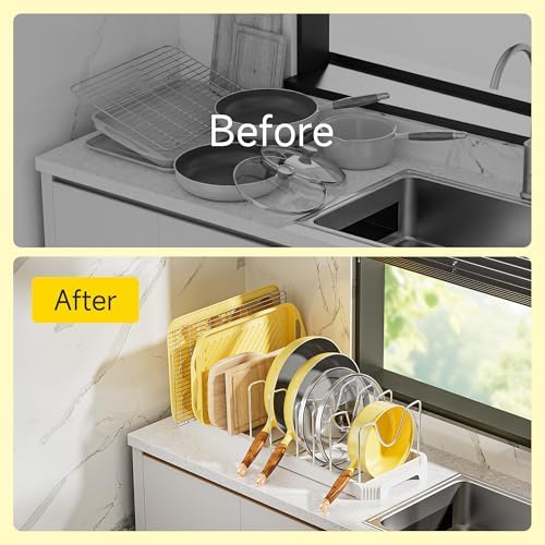 MUDEELA Pots and Pans Organizer under Cabinet, White