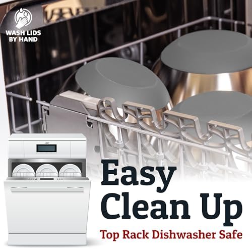 Priority Chef 6Pc Stainless Steel Mixing Bowls with Lids Set, Huge 7 Qrt Size Metal Bowl Set for Kitchen, 3 Graters, Non-Slip Bases & Silicone Utensils Set, Grey