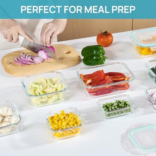 Vtopmart 8 Pack Glass Food Storage Containers with Airtight Lids