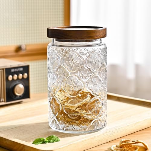 Adodeen Glass Storage Containers With Lids, Glass Jars With Lids, 32OZ