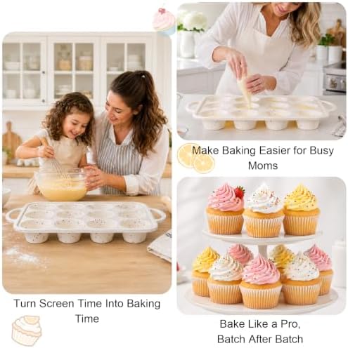 Silicone Muffin Pan Reinforced Metal Frame 12 Cup Nonstick