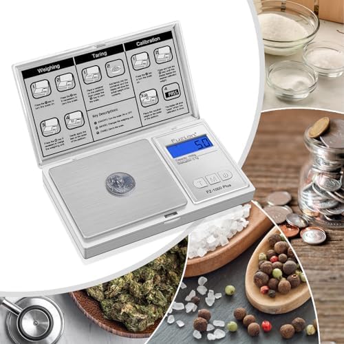 Fuzion Digital Pocket Gram Scale 0.1g/1000g - Small Kitchen Scale with Tray