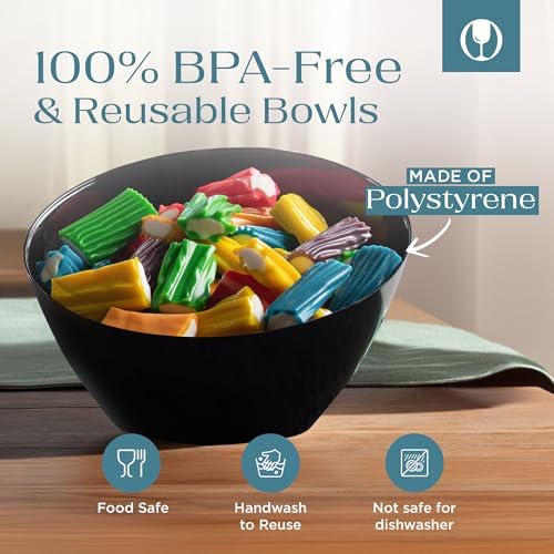 5 Pack Black Angled Plastic Serving Bowl Disposable for Party Table 8oz