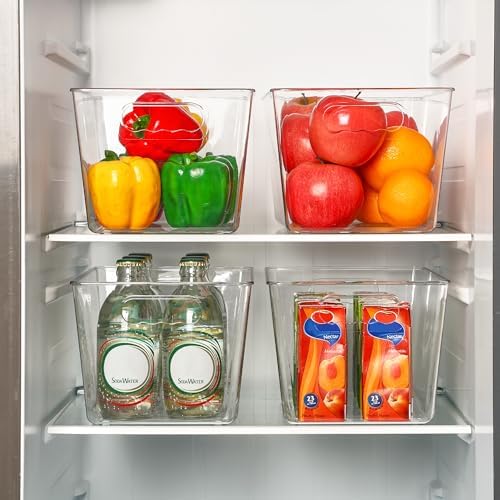 Vtopmart 6 Pack Clear Storage Bins, Pantry Storage Bins with Handle, Large
