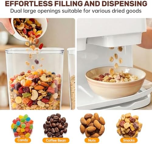 Cereal Dispenser Countertop 2 Pack 3L, 6L Large Dual Control
