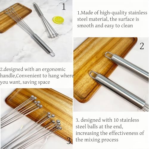 2 PCS 10.23inch Stainless Steel Ball Whisks,Durable Manual Egg Beater, Dishwashable Kitchen Whisk,Cream whisk, kitchen baking tool