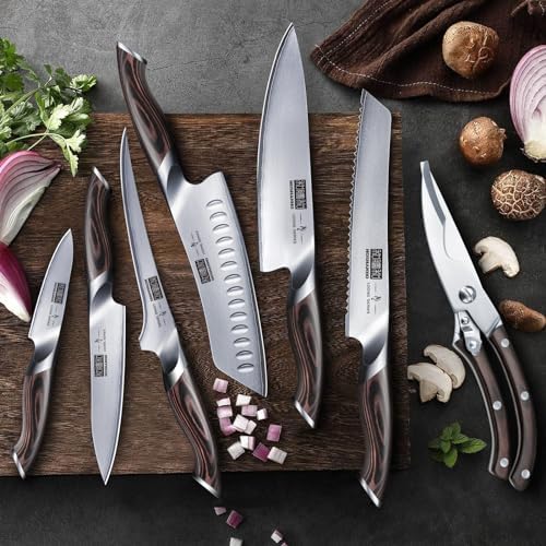 HOSHANHO 8PCS Kitchen Knife Set, Ultra Sharp Japanese Knife Sets with Block
