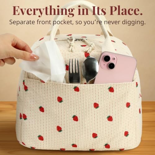 LOVELYWIND Lunch Box for Women, Strawberry Crossbody Insulated Lunch Bag