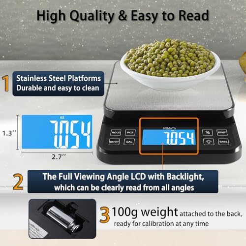 BOMATA Large Kitchen Scale 0.1g/0.001oz High Precision, 11lb Bakery Scale