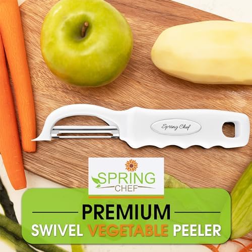 Spring Chef Swivel Potato Peeler for Kitchen with Ergonomic Handle, White
