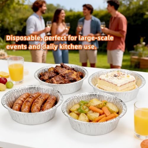 100 Pack Mini Pie Pans, 5in Pie Tins, Disposable Aluminum Round Foil Tart, Aluminum Foil Pans, Easily Stack & Store for Baking, Cooking, Storage or Reheating