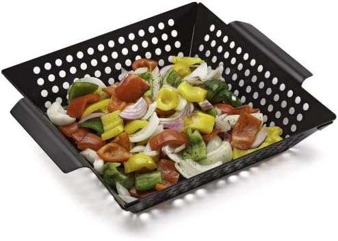 Cuisinart 11" x 11" Non-Stick Grill Wok, Perforated BBQ Grill Basket for Grilling Veggies, Meat & Stir-Fry, Outdoor Grilling Basket for Charcoal and Gas Grills