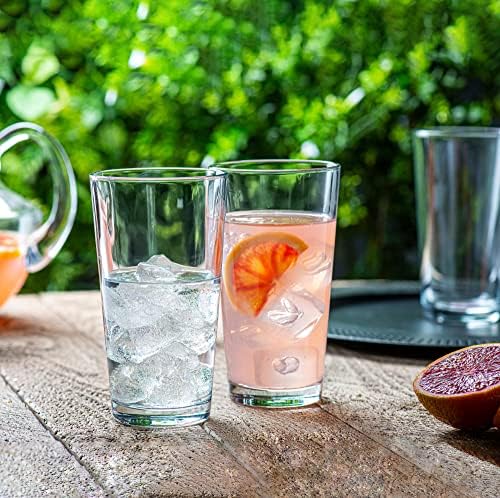 Le'raze 10pc Stackable Drinking Glasses, 16oz Clear Glass Cup Glassware Set
