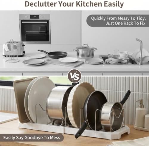 2 Pack Expandable Pot and Pan Organizer Rack for Kitchen Cabinet