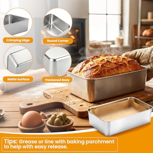 4 Pack Loaf Pans for Baking Bread,9×5In Stainless Steel Loaf Pans