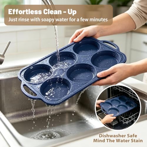 4 Inch Jumbo Silicone Muffin Top Pan with Frame Non Stick Egg Mold Baking
