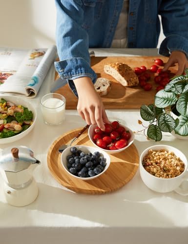 Teocera 5 Inch Porcelain Small Bowls Set, 6 Ounce small serving bowls for Dessert, Ice Cream, Snack, Dipping, Side Dishes, Microwave & Dishwasher Safe- White