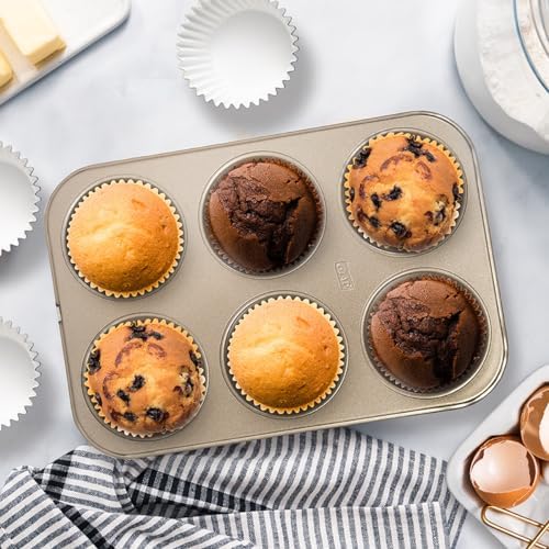 Glad Nonstick Jumbo Muffin Pan | Heavy Duty Metal | For Cupcakes | 6-Cup, Pack of 6