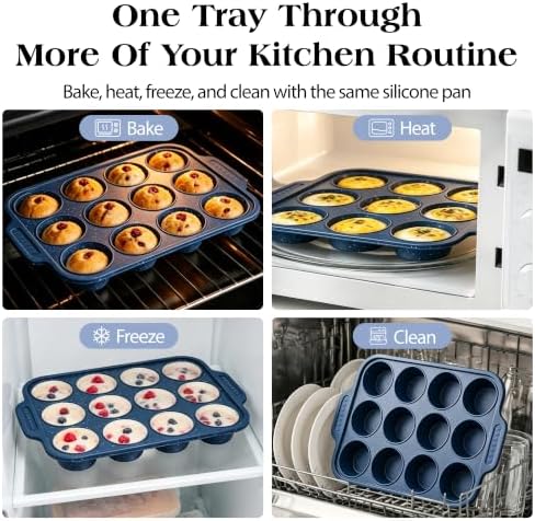 Silicone Muffin Pans for Baking with Metal Reinforced Frame