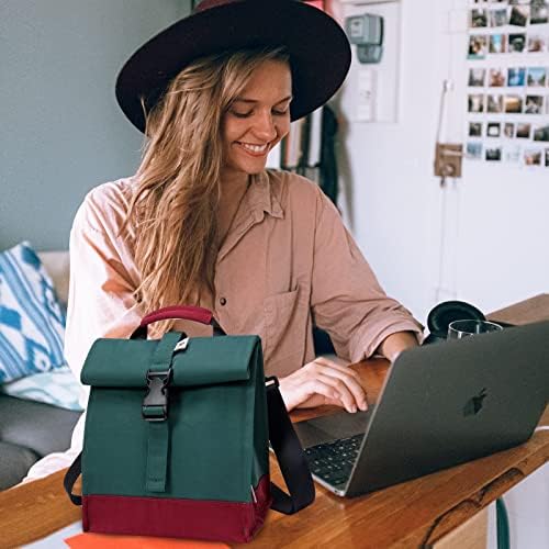 SUNNY BIRD Insulated Lunch Bag Rolltop Lunch Box (Green)
