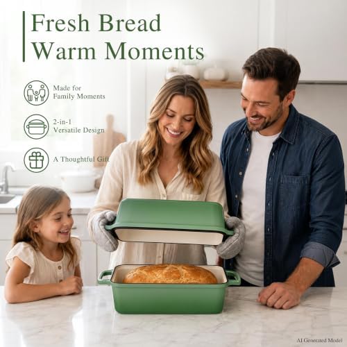 11x5 Inch Cast Iron Bread Pan with Lid, Sourdough Bread Baking