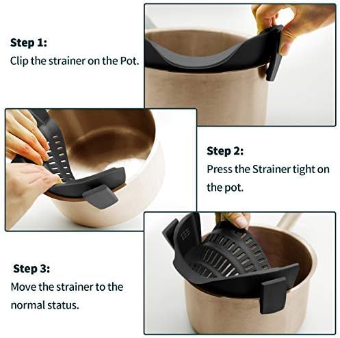 AUOON Clip On Strainer Silicone for Pots, Standard 8.86 x 3.55in, Cherry