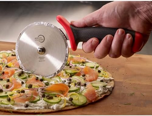Mercer Culinary Millennia Pizza Cutter with Red Handle, 4 Inch Wheel, Stainless Steel