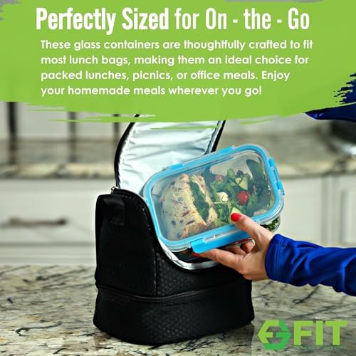 Glass Meal Prep Containers 1 & 2 & 3 Compartments, Airtight, 35 oz, 3 Pack