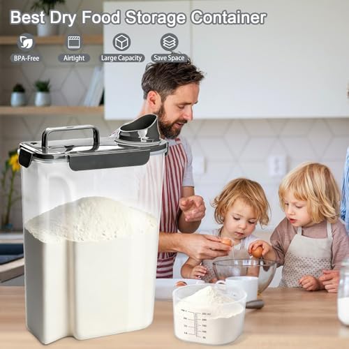 Komzon Rice Storage Containers, Airtight Cereal Containers Storage 20+10 lb Extra Large, BPA Free Rice dispenser with Pouring Spout, Pet Dog Cat Bird Food Container