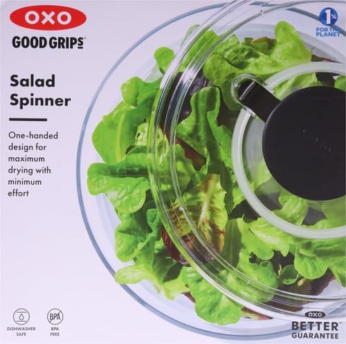 OXO Good Grips Salad Spinner | Lettuce Spinner | Fruit Washer | Fruit Washing Bowl with Strainer | Vegetable Cleaner | Salad Cleaner | Lettuce Washer | 6.22 Quart Capacity (Pack of 4)