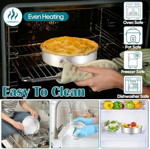 TeamFar 7 Inch Cake Pan Set of 2, Stainless Steel Round Cake Baking Pan