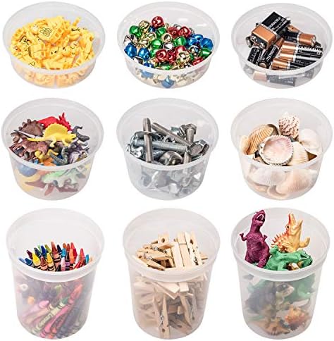 DuraHome Food Storage Containers with Lids 8oz, 16oz, 32oz Freezer Deli Cups Combo Pack, 44 Sets BPA-Free Leakproof Round Clear Takeout Container Meal Prep Microwavable, Airtight Lids (Mixed Sizes)