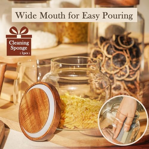 Labina Glass Jar with Wood Lid, Airtight Kitchen Storage Canister