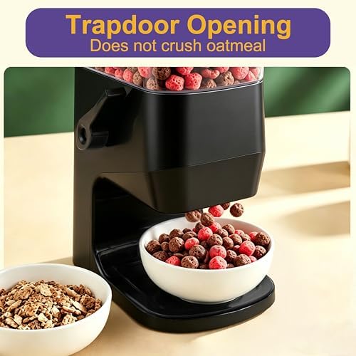 Cereal Dispenser Countertop 1 Pack, Dry Food Dispenser Snack Organizer, Slim Cereal Containers Storage Dispenser with Lids for Pantry, Kitchen Organization Oatmeal Nut Granola Candy, Black